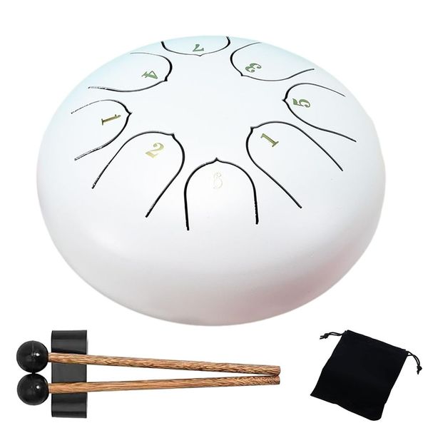Steel Tongue Drum set 6 Inch 8 Note Steel Hand Drum with Drumsticks &amp; Bag