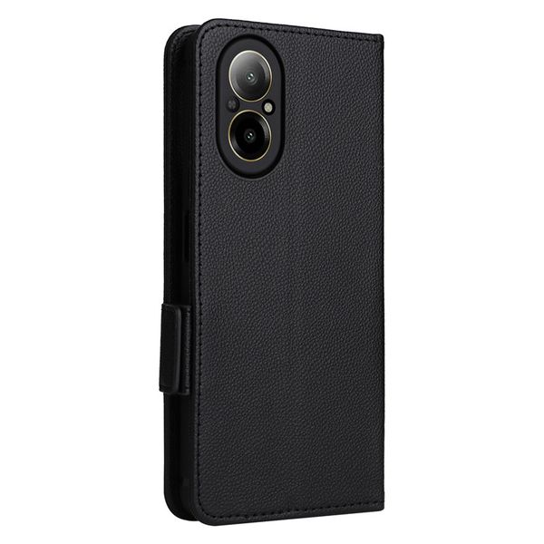Side Buckle Lychee Patterned Leather Cover Compatible With Oppo Reno12 FS 5G