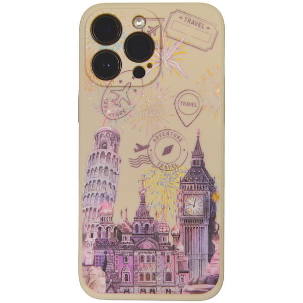Beige - Phone Case with Travel Destinations &amp; Pro Cam - Iphone 14 Pro Max