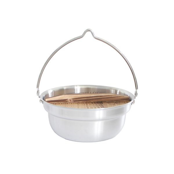 Portable Outdoor Camping 304 Stainless Steel Pot with Wooden Lid