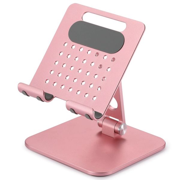 Adjustable Aluminum Tablet Stand for Women - Fits 4.7-12.9-inch Tablets - Rose Pink