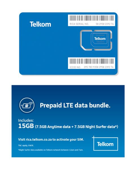 Telkom LTE Prepaid 7.5GB + 7.5GB SIM Only