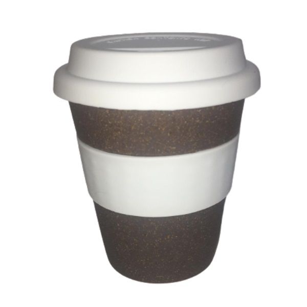Cafe Latte Bamboo Travel Mug With Silicone Sleeve White 300 ml