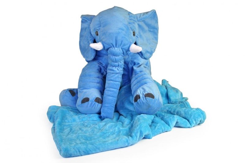 Elephant Pillow with Blanket - Blue