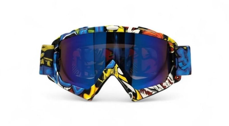 Colorful MX Goggles Vibrant Graffiti Style Snowmobile &amp; Motocross Eyewear