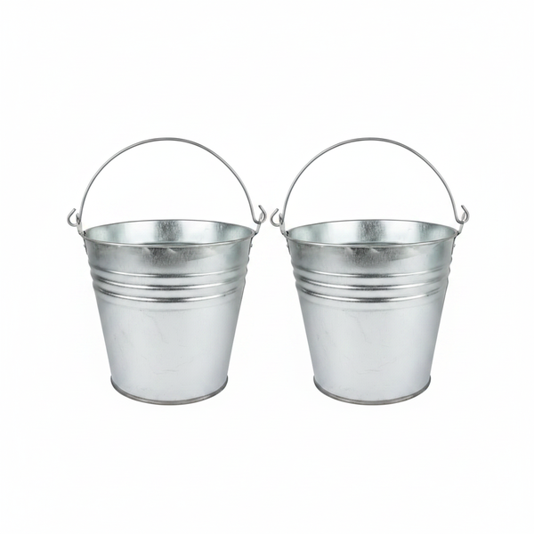 Galvanised Steel Bucket 30cm, 12l for Home and Garden Use - 2 Pack