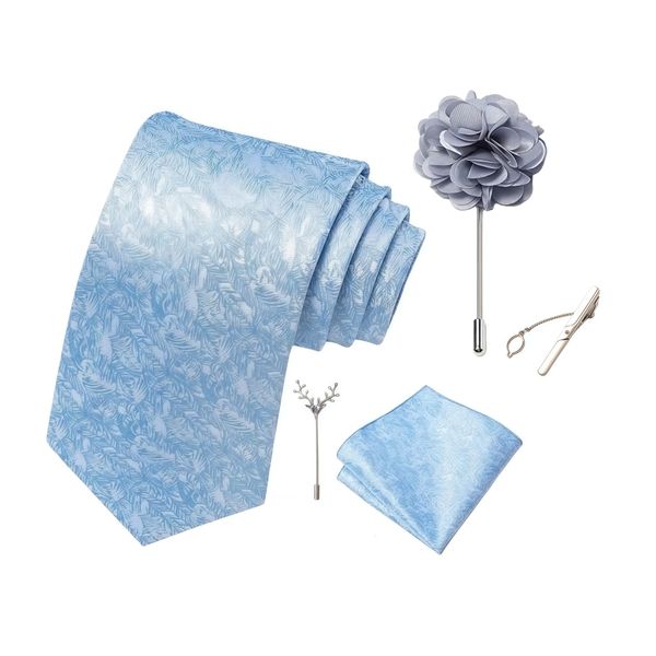 Men's Ties Set with Handkerchief &amp; Tie Clip for Wedding Party