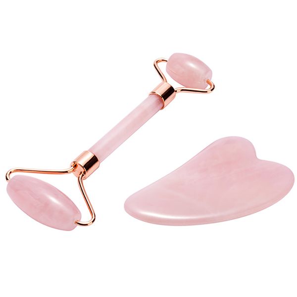 Styleberry Rose Quartz Facial Roller &amp; Gua Sha Set - Skincare Tool