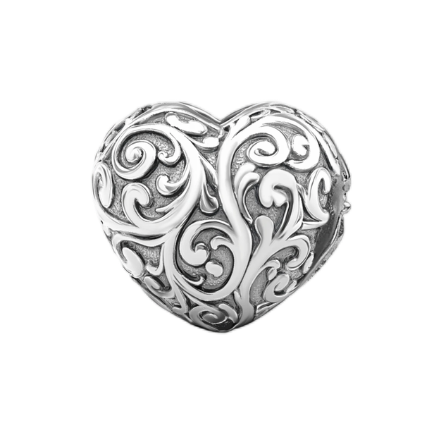 Sterling Silver Charm - Floral Heart