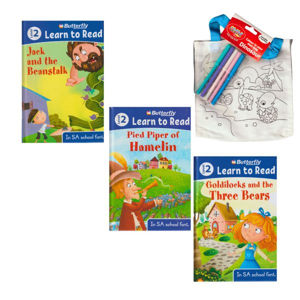 Learn to Read Level 2 Bundle: 3 Books and Colour Yourself Bag for Ages 6-8