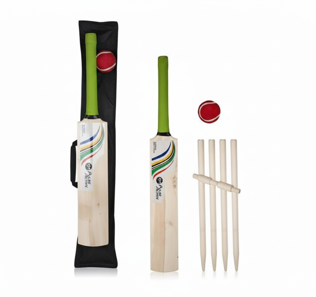 Heritage Cricket Set for Kids - Size 3 Wooden Bat, Ball &amp; Stumps
