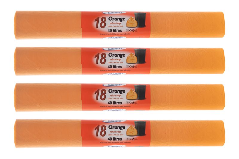 Garbage Bags Orange Recycling 18s - 4 Pack