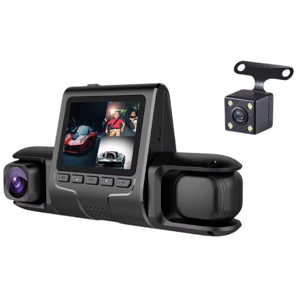 1080P Triple Camera Coverage Dash Camera With150 Wide-Angle Lens - Black