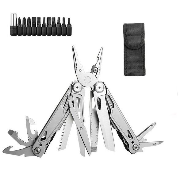 28-in-1 2Cr13 Stainless Steel Multitool Pliers with Screwdriver Bits
