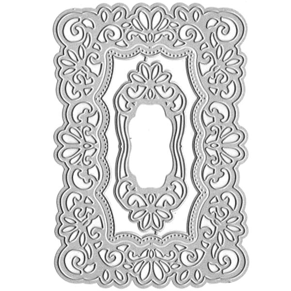 Craft Stationary Gift Card Flower Border Steel Template Stencil(14.3cm)