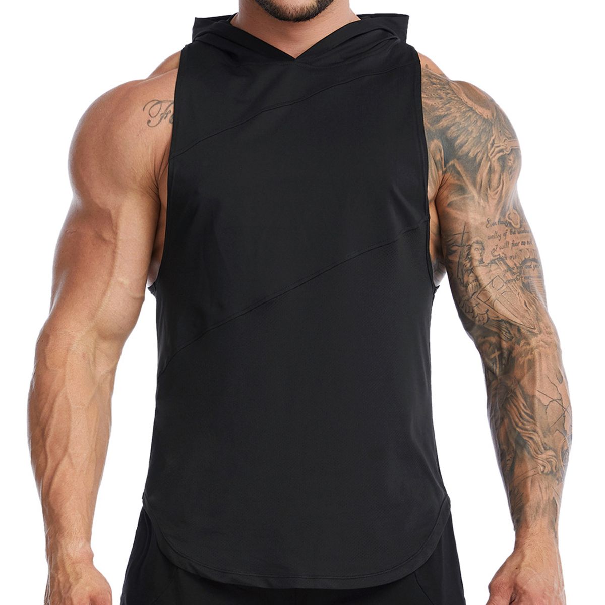 Sleeveless Mesh Sports Undershirt Men's Hooded Fitness Quick Dry ...