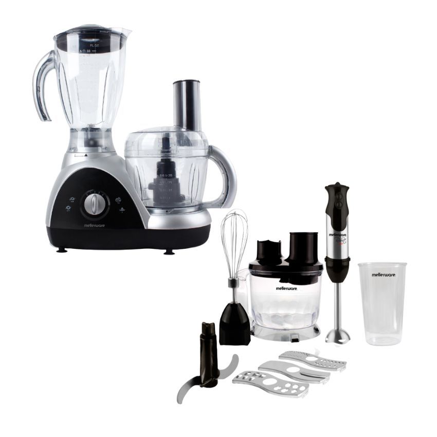 Mellerware Maestro 3in1 Food Processor Grey with Stick Blender
