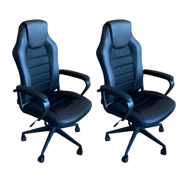 Set Of 2 Adjustable Leather Office Chair With Headrest, Armrest And Wheels