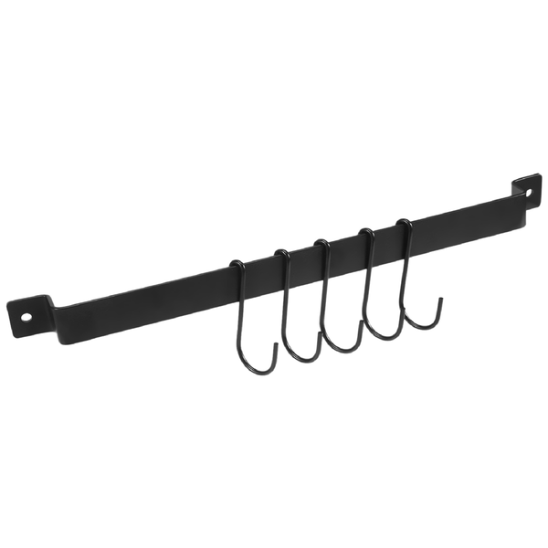 Wall Mount Pot Rack 435Mm Organiser Lid Holder With 10X S Hooks Black
