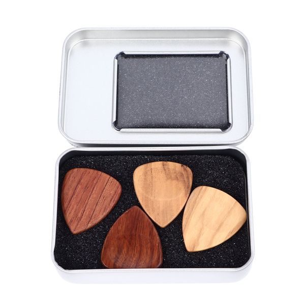 4pc Wooden Guitar Picks with Case