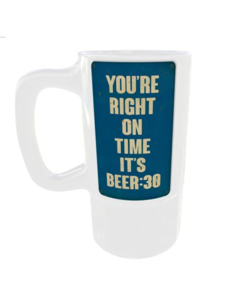You're Right on Time Printed Beer Mug - Frosted Glass