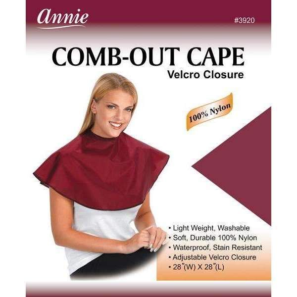 Ann03920 - Annie Comb-Out Cape 28*28in Burgundy Hook and Loop 4 Pack