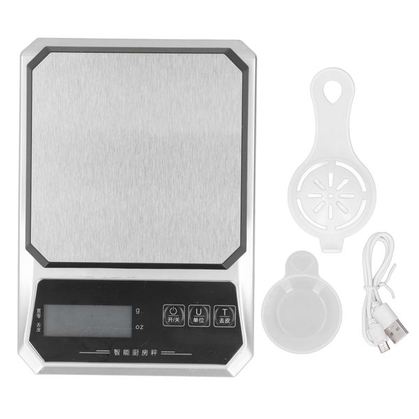 5kg 0.5g Digital Kitchen Scale Mini Portable Food Scale Titanium Silver