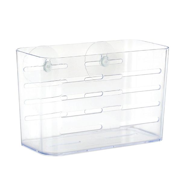 Bathroom Rack Caddy with 2 Suction Hooks - Clear Bathroom Organizer