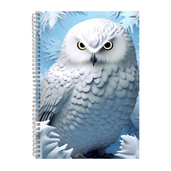 3D Snow Owl Snowflakes Notebook Animals Gift Idea A4 Notepad Pad 108