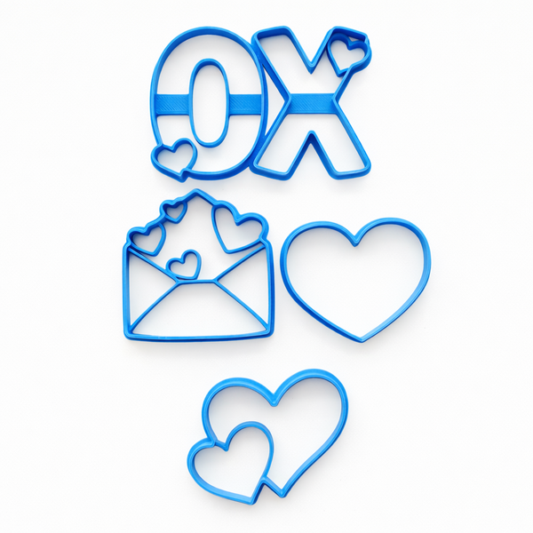 4-Piece Valentine's Cookie Cutter Set - 6cm Small - 3D Printed