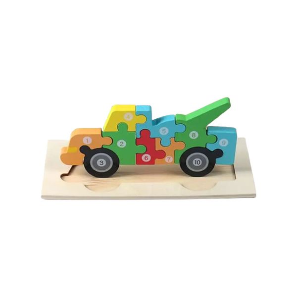 10 Pieces Wooden 3D Tow Truck Puzzle F47-72-1