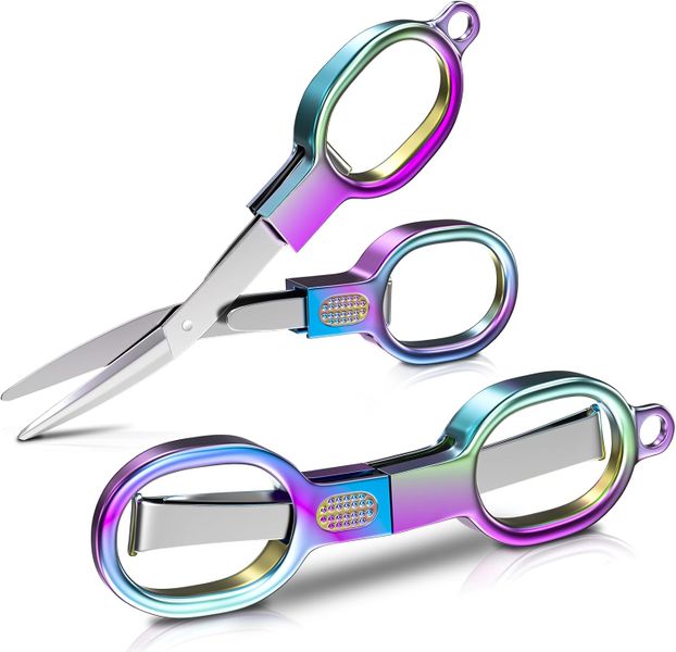 Stainless Steel Mini Folding Scissors - 2 Piece Portable Travel Scissors