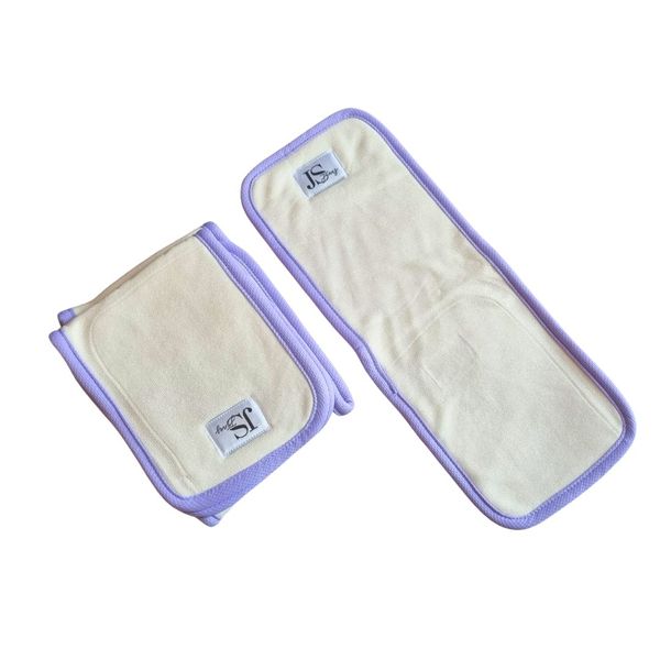 JanaS - Baby Cloth Diaper 4 Layer Pure Bamboo Insert - Purple - 5 Pack