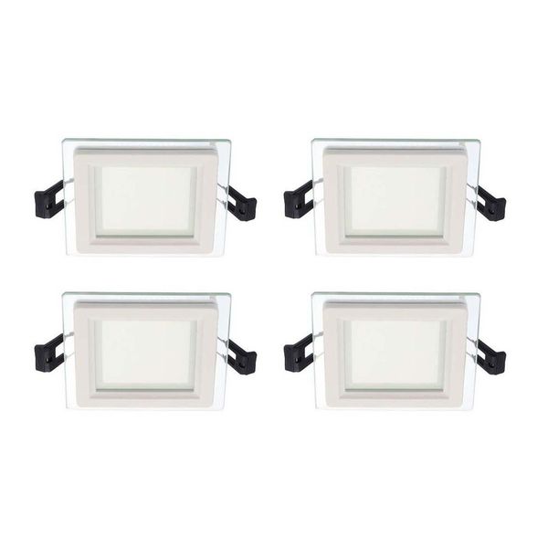 VITO LED Square Panel Downlight Recessed Lena 75mm - 4000k Glass 6W - Set of 4