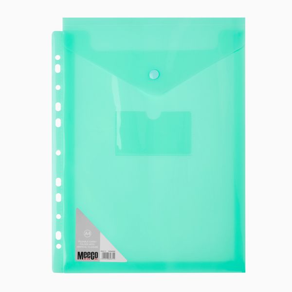 Meeco Fileable Carry Folder with Vertical Closure A4 Turquoise 5 Pack