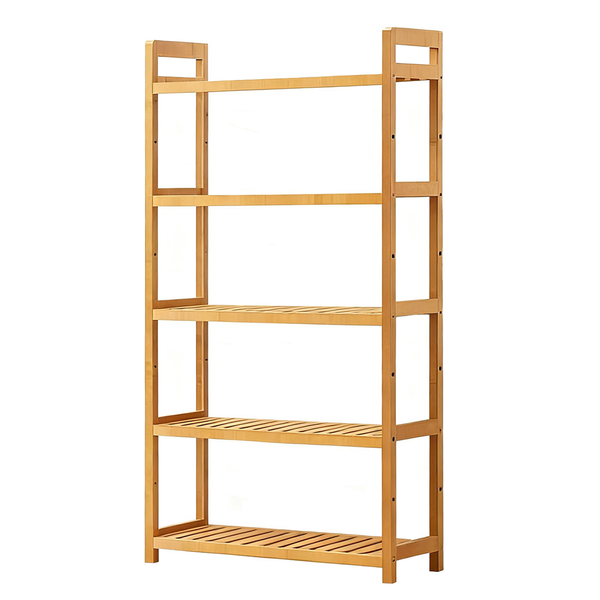 5-Tier Bamboo Bathroom Shelf 128cm - Adjustable Storage Rack 50x25