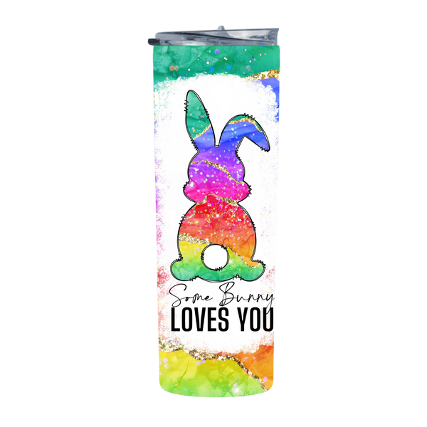 Rainbow Bunny Spring 20 Oz Straight Skinny Tumbler 009