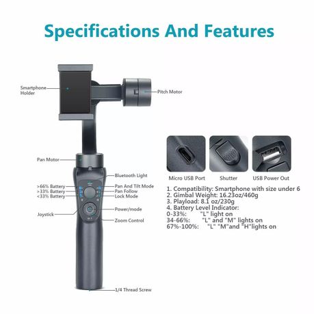 3-Axis Phone Stabilizer Selfie Stick Gimbal - S5B - Daily Sale Shop