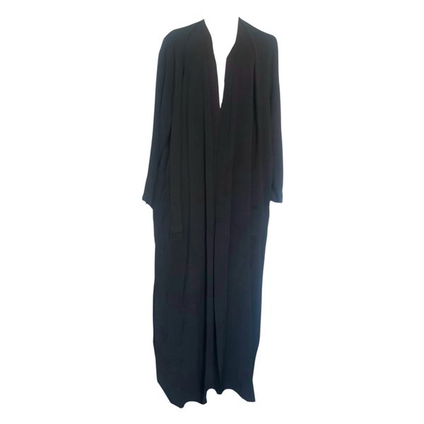 Black Long Sleeve Cardigan With Belt And Side Pocket