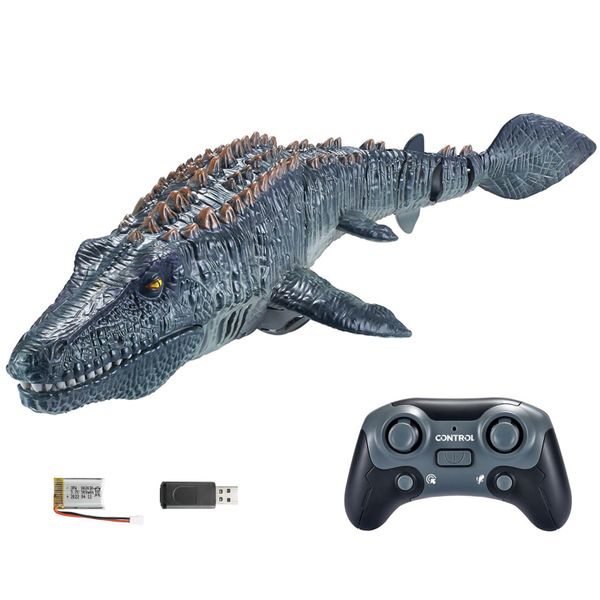 Remote Control Dinosaur Toys for Kids, Mosasaurus Diving Toys RC Boat