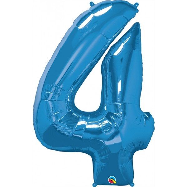 34inch Foil Balloon Number 4 Sapphire Blue