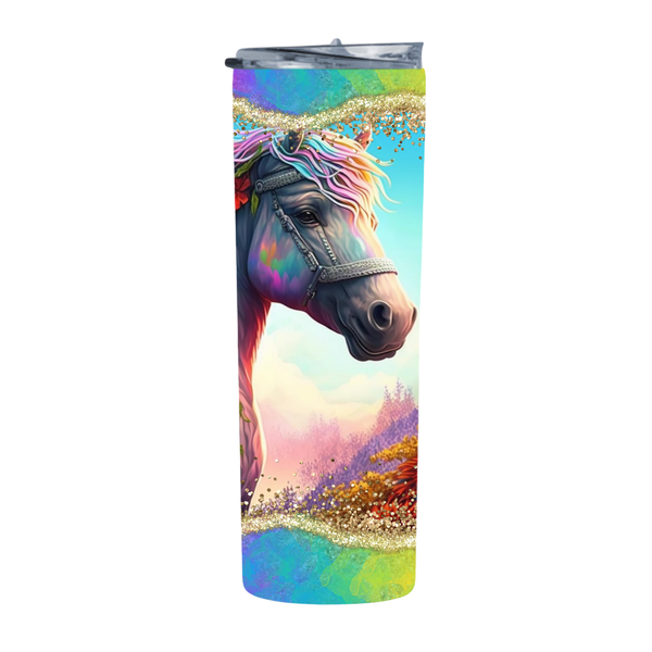 White Flower Neon 20 Oz Straight Skinny Tumbler 003