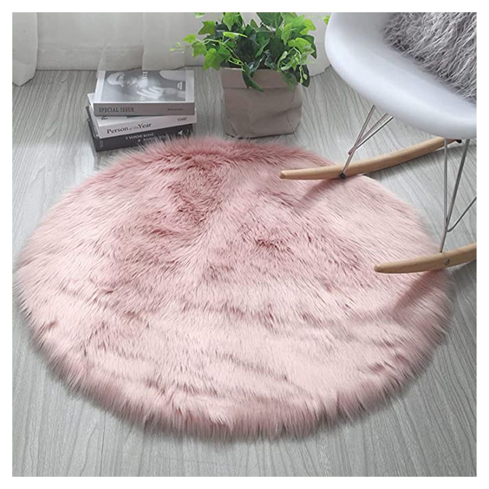 BUC Luxury Faux Fur Rug Fluffy Sheepskin Rug, Decor Rug, Round