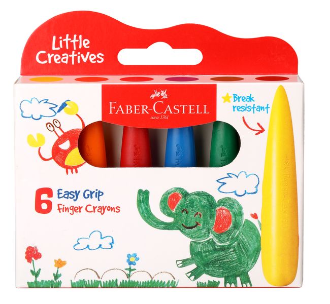 Little Creatives Easy Grasp Finger Wax Crayons Set of 6
