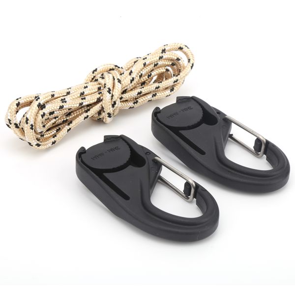 2Pcs Rope Tightener Ratchet TieDown Carabiner Hook