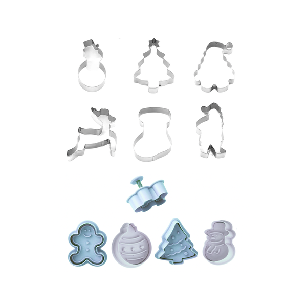 Christmas Themed Plunger &amp; Cookie Cutters - 10 Pack