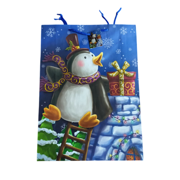 Penguin Christmas Gift Bag - Pack of 10