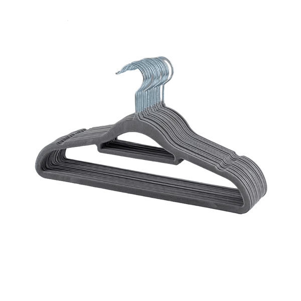 Ultra-slim Non-slip Grey Velvet Hangers (10 Pieces)