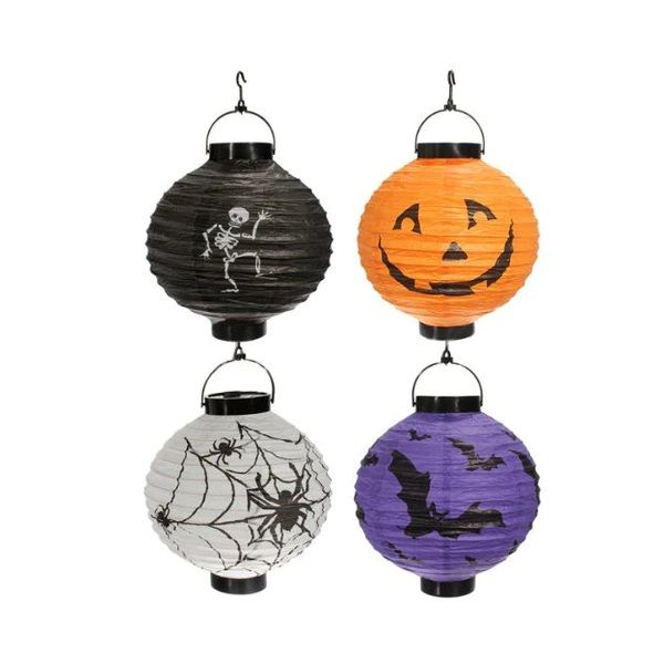 LED Light Up Hanging Halloween Paper Lanterns 21cm - Set of 12