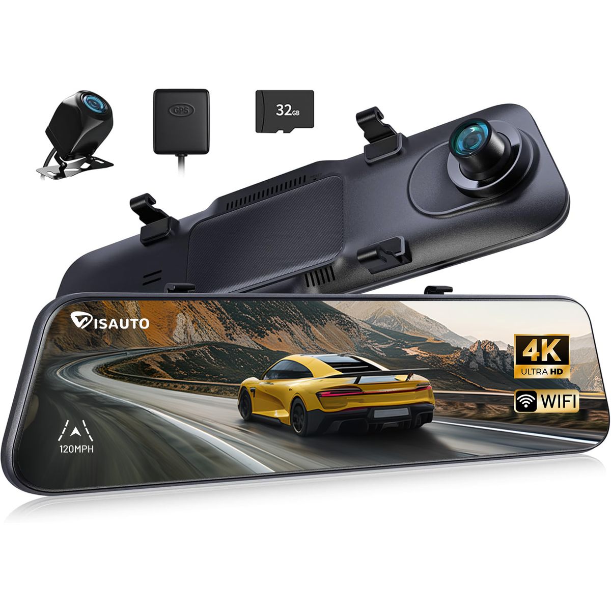 thumbnail image 2 of 10" Smart Mirror Dash Cam With Backup Camera - 1440P Front & Rear Recording, Night Vision 2 of 5
